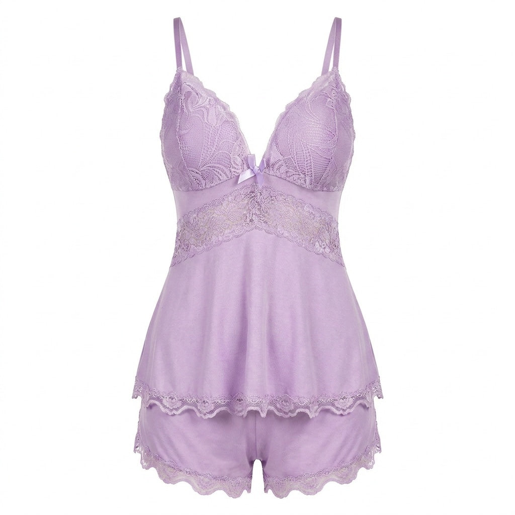 Nº 628 - Pajama Set with Lace Top