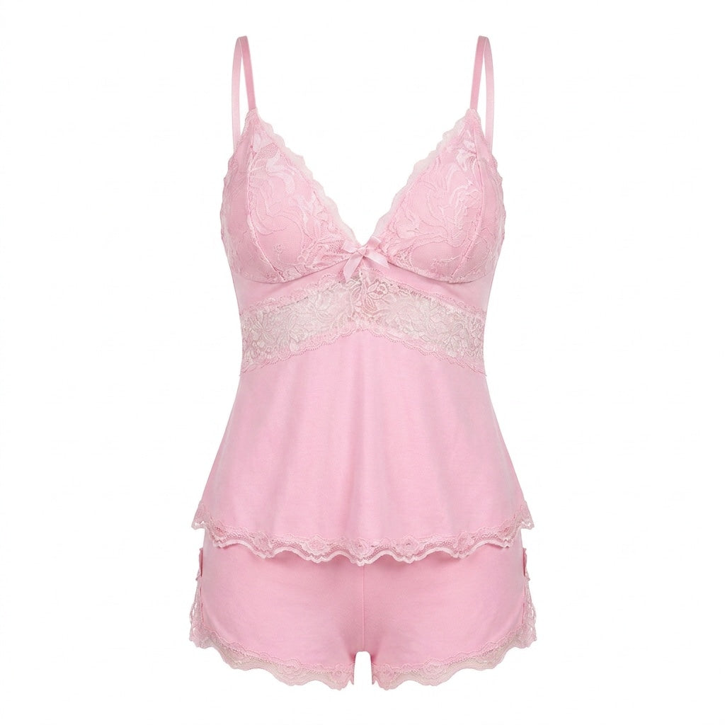 Nº 628 - Pajama Set with Lace Top
