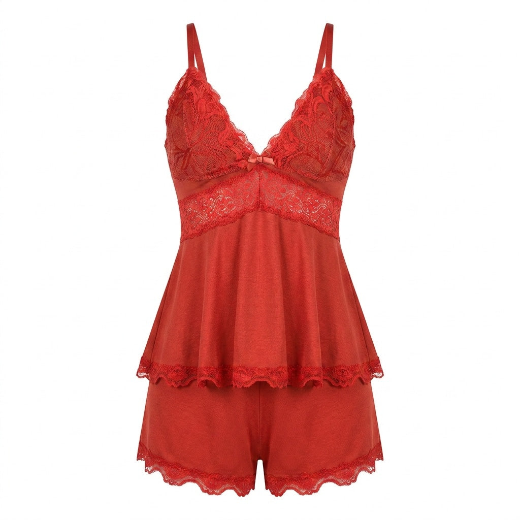 Nº 628 - Pajama Set with Lace Top