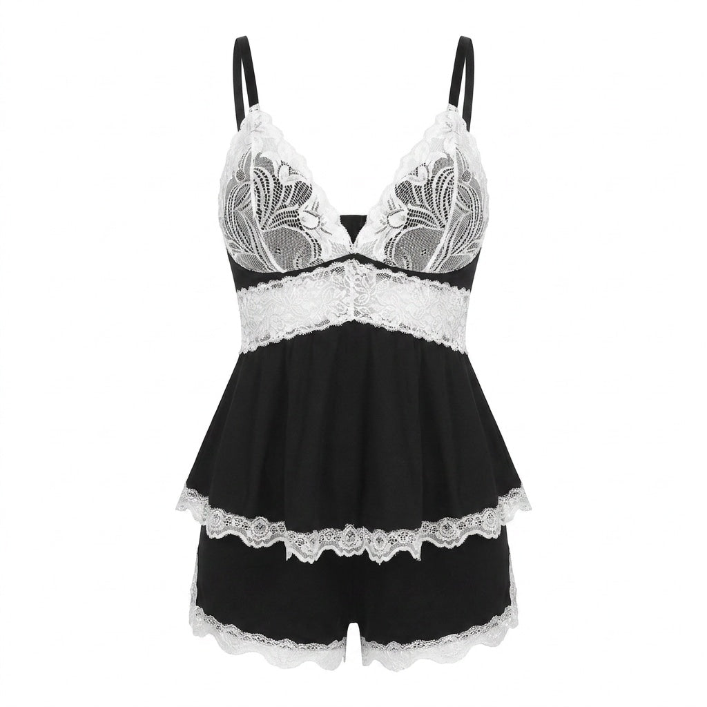 Nº 628 - Pajama Set with Lace Top
